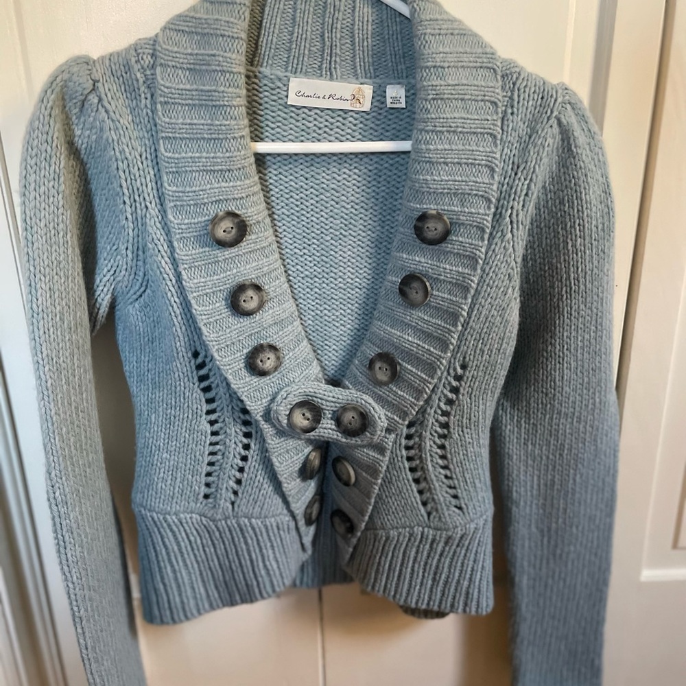 Charlie and Robin Powder blue Cable Knit Sweater